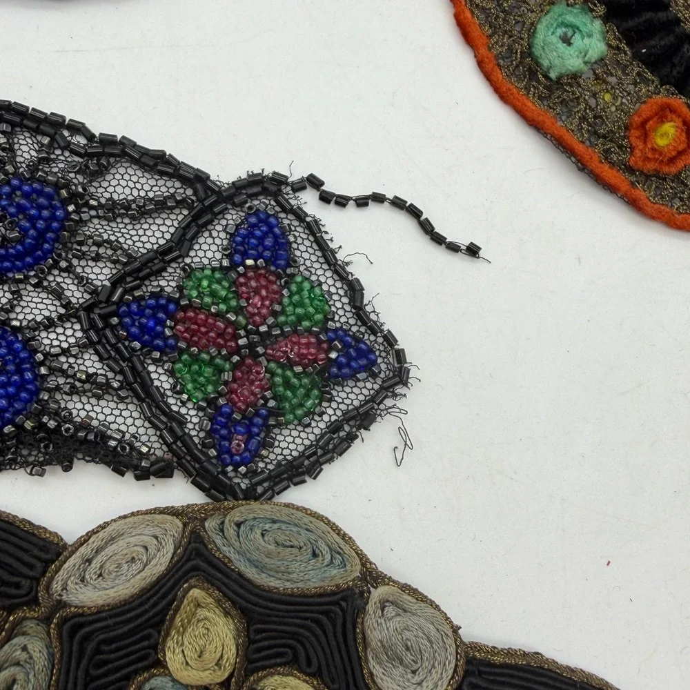 VTG Handmade Beaded and Embroidered dollhouse rugs carpets decor doll house